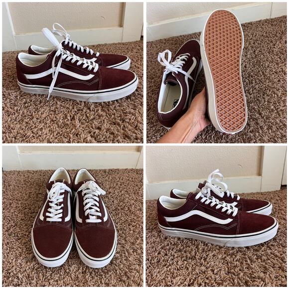 Vans Old Skool Men's 13 Burgundy White Suede Canvas Skate Sneakers Classic Low - Picture 5 of 7